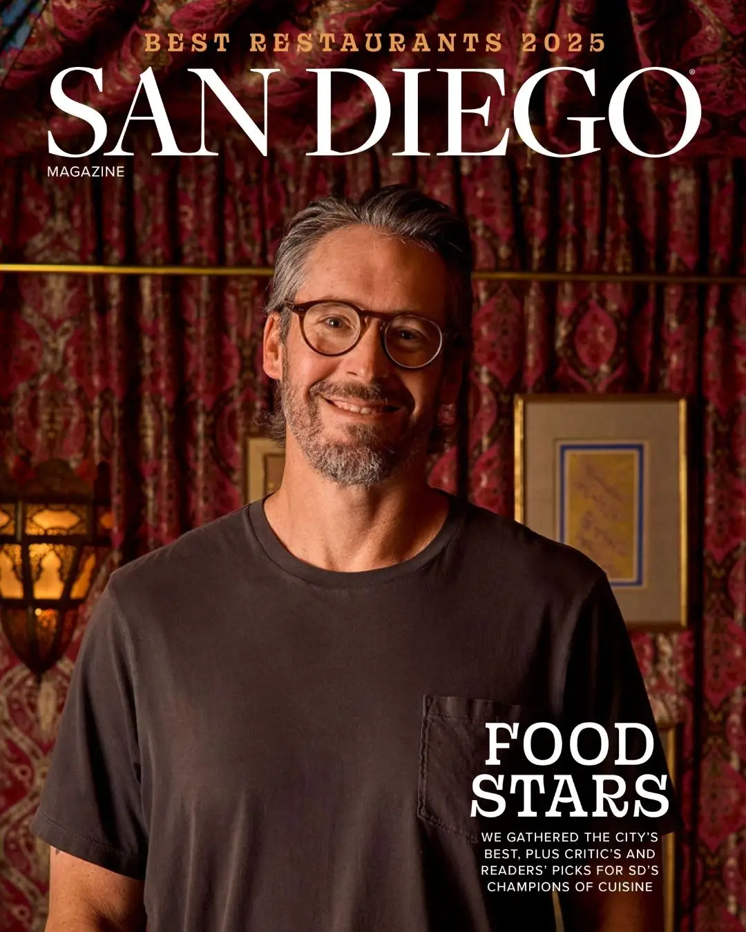San Diego Magazine's 2025 Best Restaurants Edition cover shoot featuring Billy Beltz of Oddish Wine