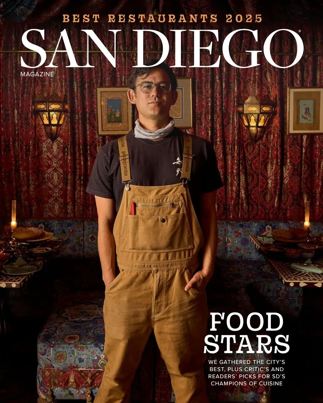 San Diego Magazine's 2025 Best Restaurants Edition cover shoot featuring Makoto Chino of Chino Farm
