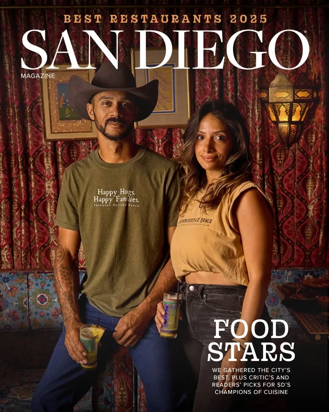 San Diego Magazine's 2025 Best Restaurants Edition cover shoot featuring Ty & Carene Thompson of Thompson Heritage Ranch
