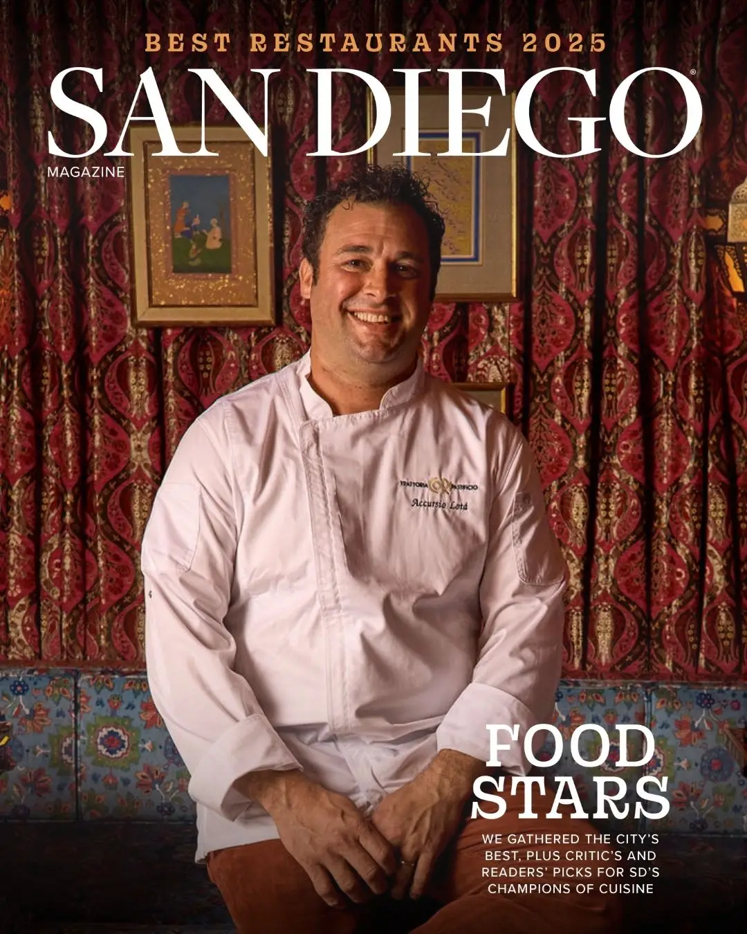 San Diego Magazine's 2025 Best Restaurants Edition cover shoot featuring Accursio Lota of Trattoria Cori Pastificio