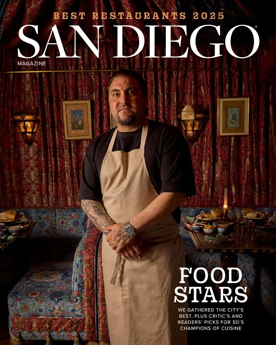 San Diego Magazine's 2025 Best Restaurants Edition cover shoot featuring Andrew Bachelier – Atelier Manna/ Chick & Hawk