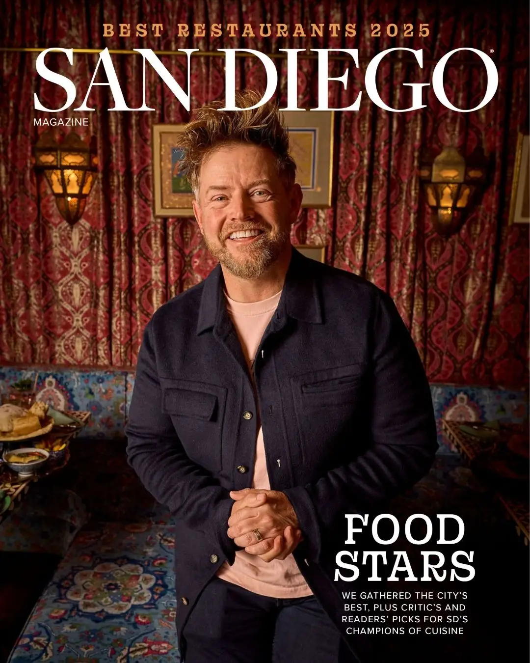 San Diego Magazine's 2025 Best Restaurants Edition cover shoot featuring Richard Blais of Ember & Rye/ California English