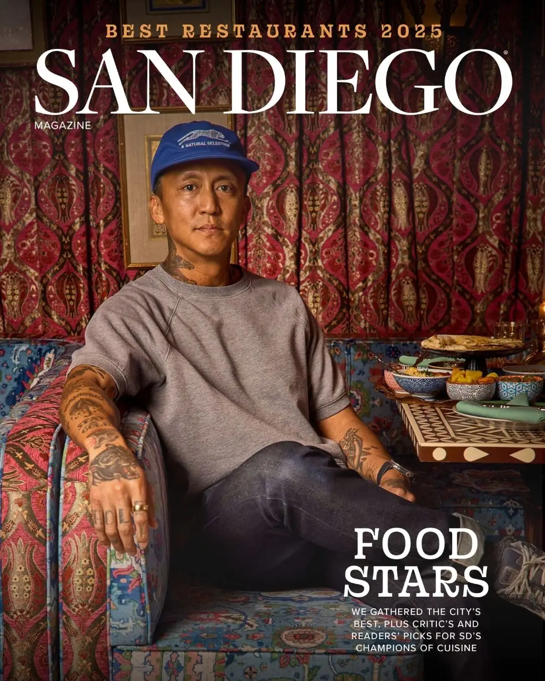 San Diego Magazine's 2025 Best Restaurants Edition cover shoot featuring Phillip Esteban of White Rice/Wildflour Delicatessen