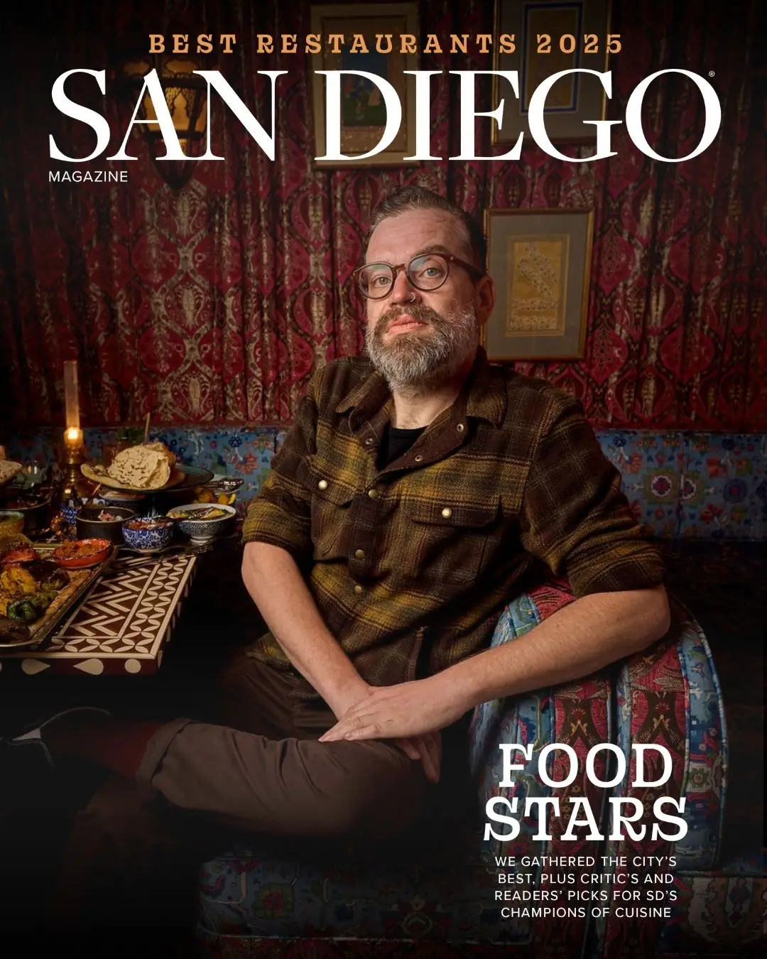 San Diego Magazine's 2025 Best Restaurants Edition cover shoot featuring Brandon Zanavich of The Friendly 