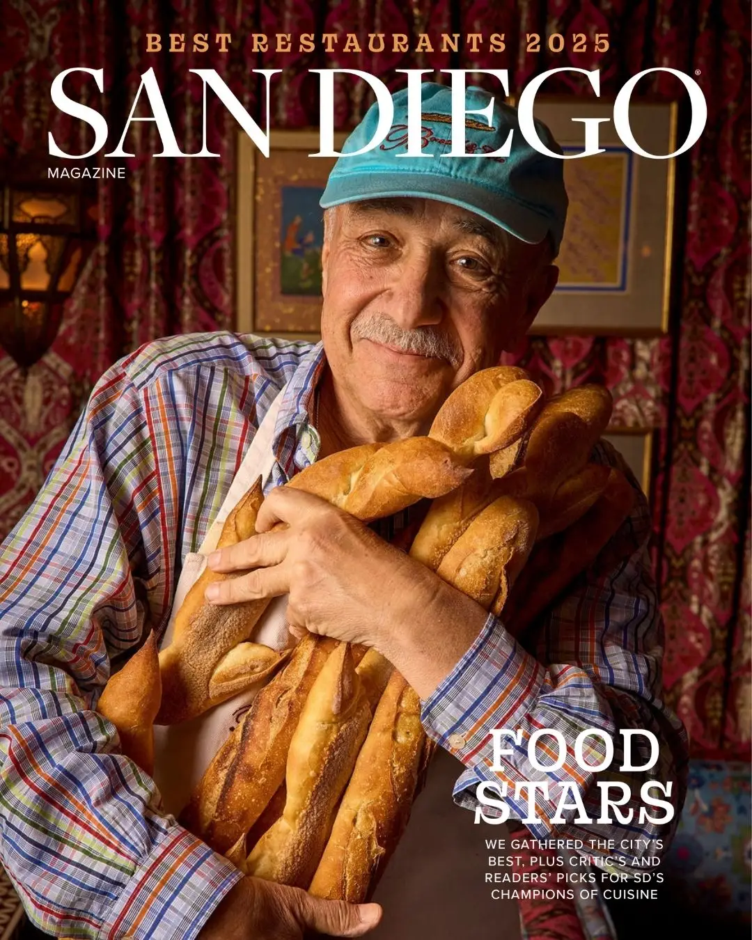 San Diego Magazine's 2025 Best Restaurants Edition cover shoot featuring Charles Kaufman of Bread & Cie