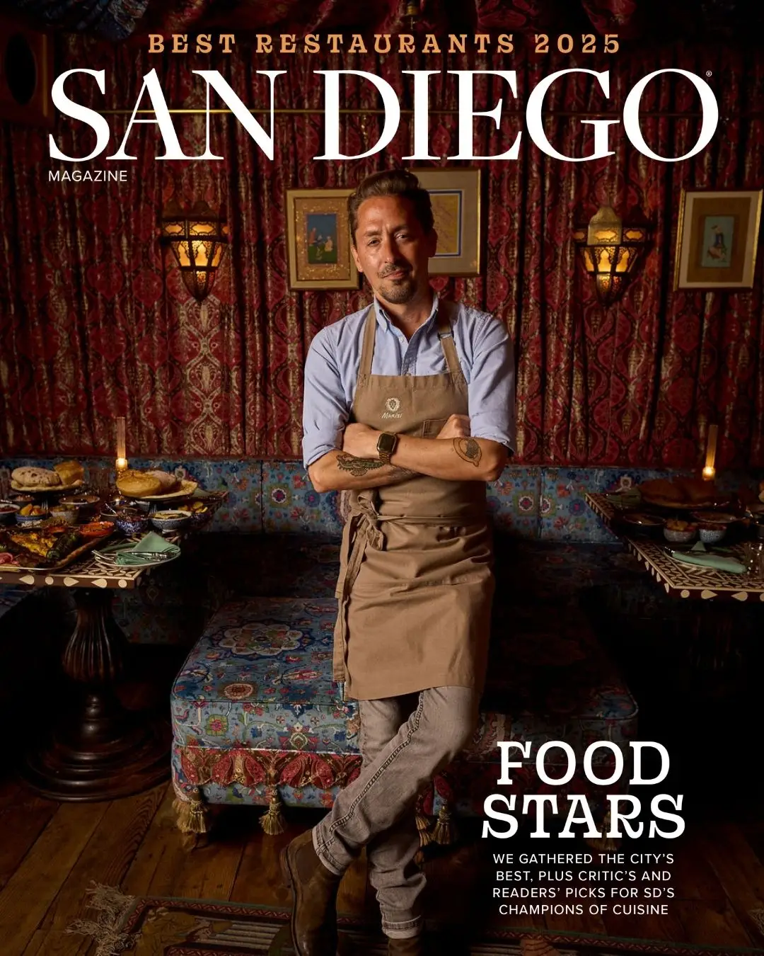 San Diego Magazine's 2025 Best Restaurants Edition cover shoot featuring Beau du Bois of Roma Norte/Marisi/Puesto