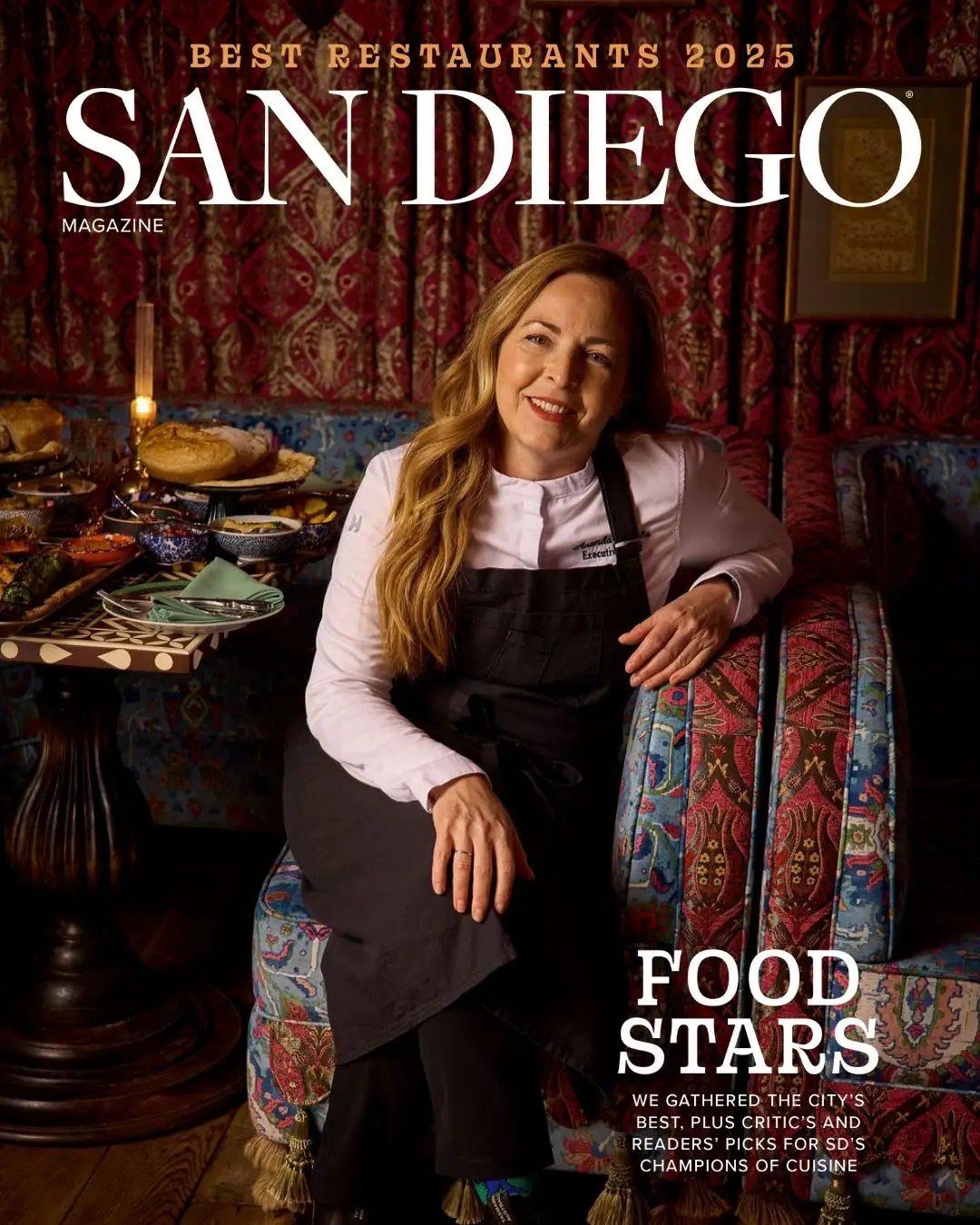 San Diego Magazine's 2025 Best Restaurants Edition cover shoot featuring Ananda Bareño of The Marine Room 