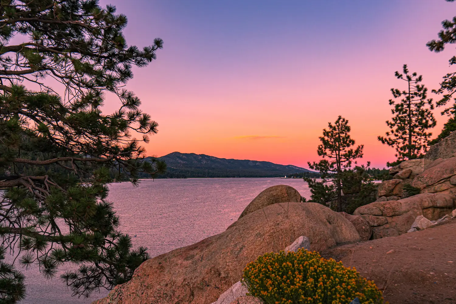 Castle Rock Trail on Big Bear Lake at sunset