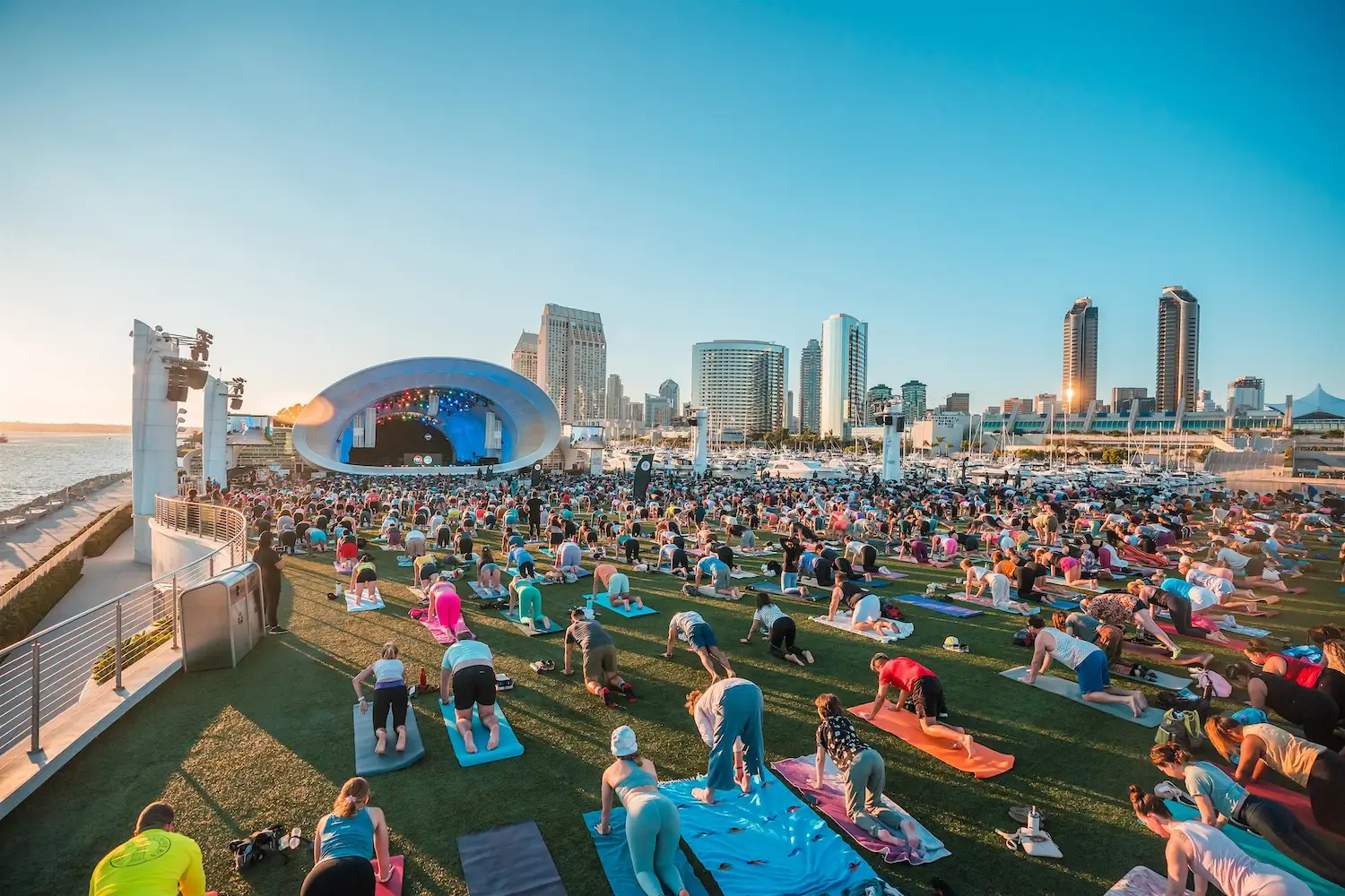 Fun things to do in San Diego this weekend May 14-18, 2025 featuring Fit Athletic's free yoga class at the Rady Shell