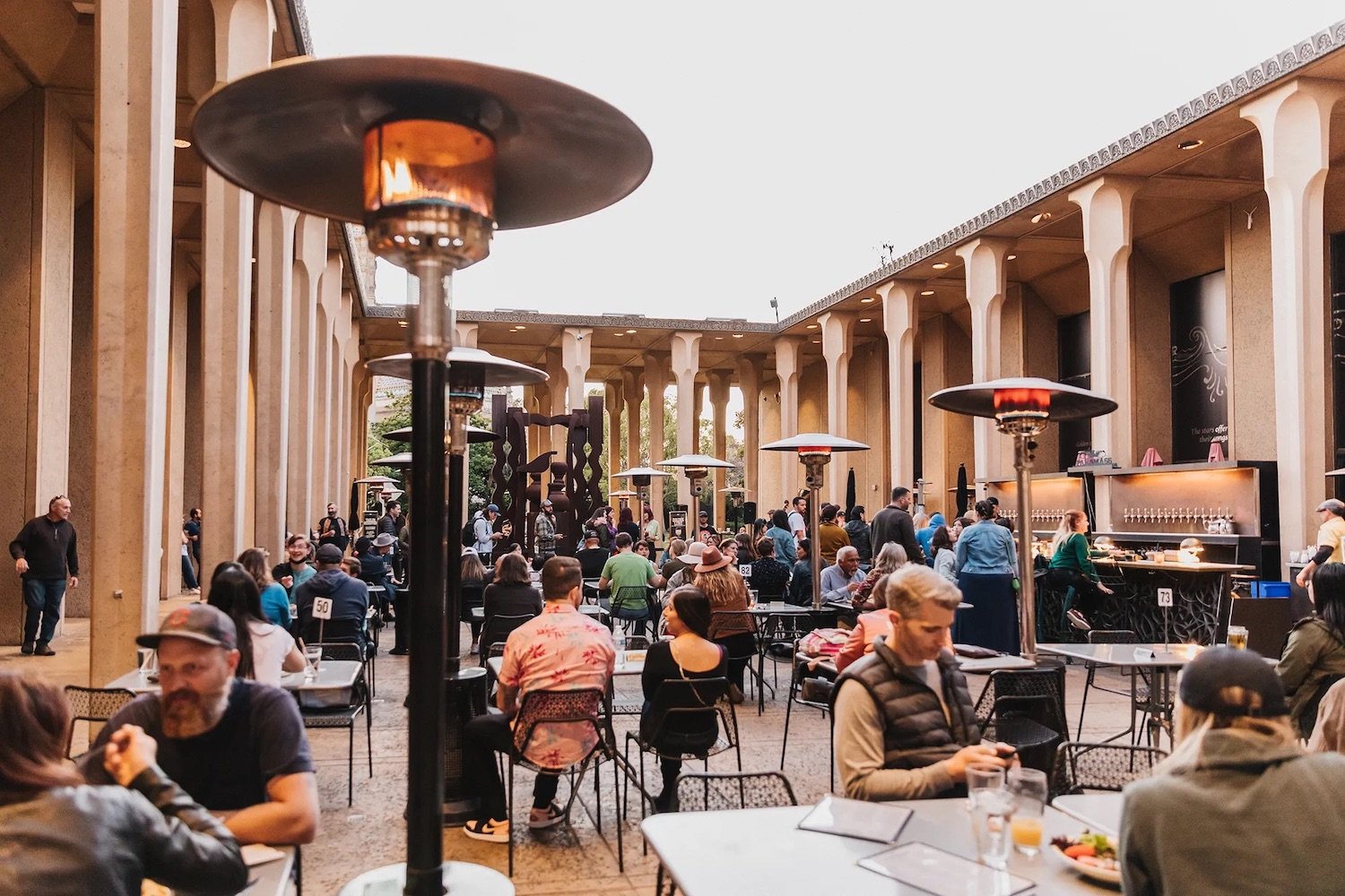 Exterior of San Diego bar and restaurant Panama 66 located in Balboa Park's San Diego Museum of Art hosting weekly live jazz music