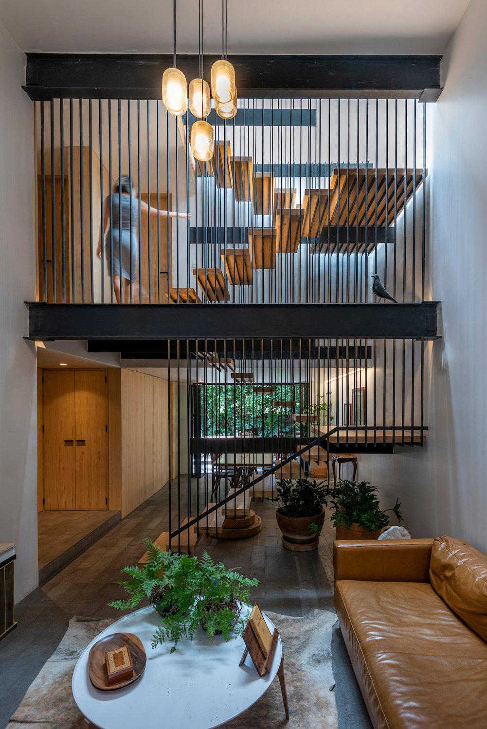 Interior of Mexico City modern home owned by architects Rosa Agraz and Alejandro Solís in San Ángel
