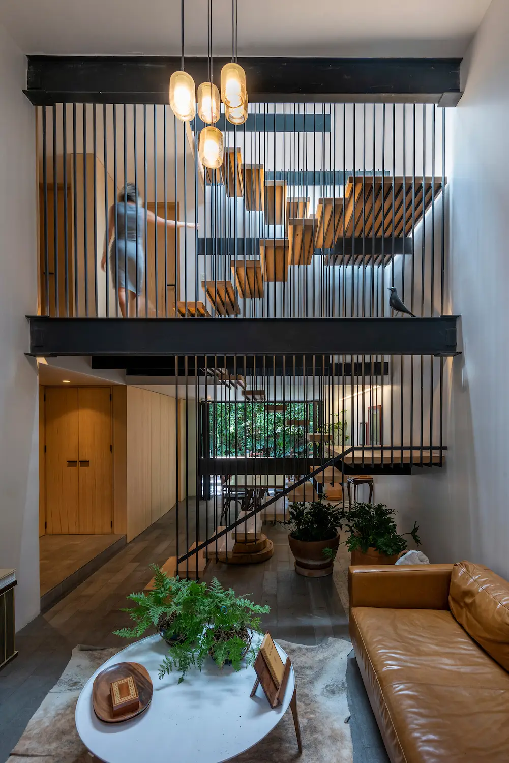 Interior of Mexico City modern home owned by architects Rosa Agraz and Alejandro Solís in San Ángel