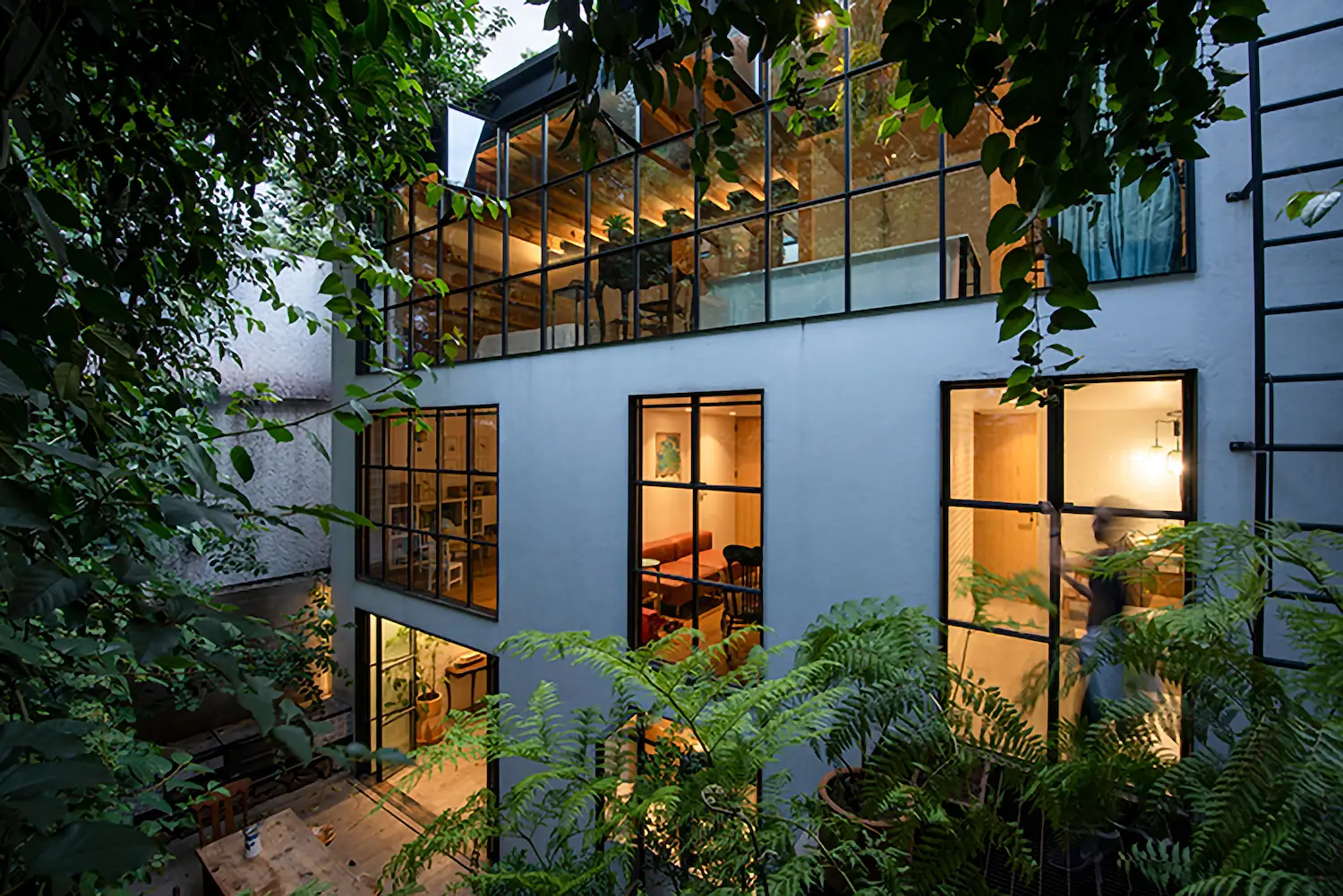 Exterior of Mexico City modern architect home in San Ángel owned by Rosa Agraz and Alejandro Solís