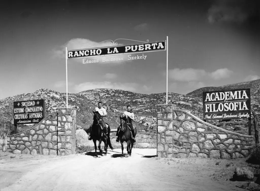 Historical photo of Rancho La Puerta owners Deborah and Edmond "the professor" Szekely in Baja California, Mexico