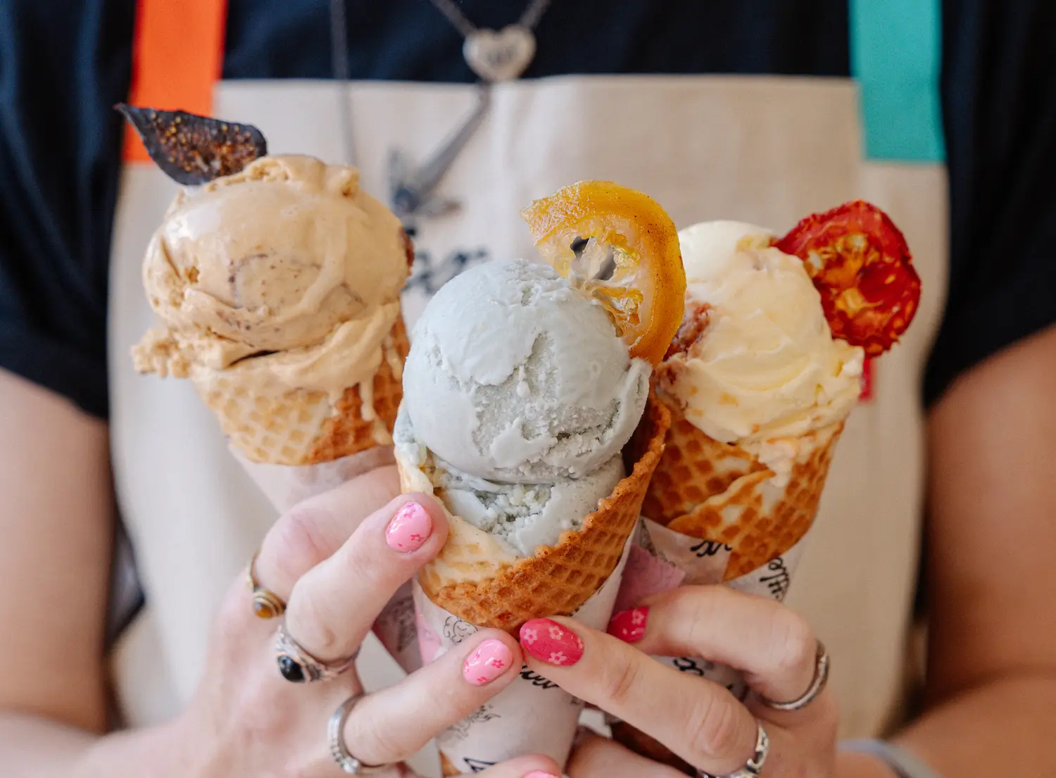 San Diego ice cream shop Little Fox Cups and Cones in Oceanside featuring unique flavors of ice cream cones
