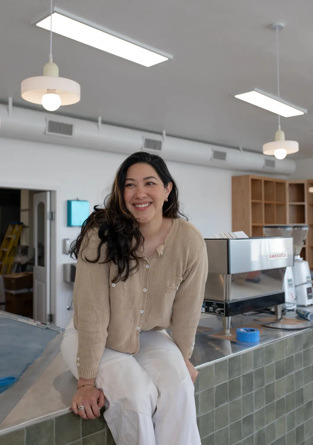 Interior of new San Diego cafe and coffee shop Marta in University Heights in the former Twiggs location featuring owner Denise Arellano