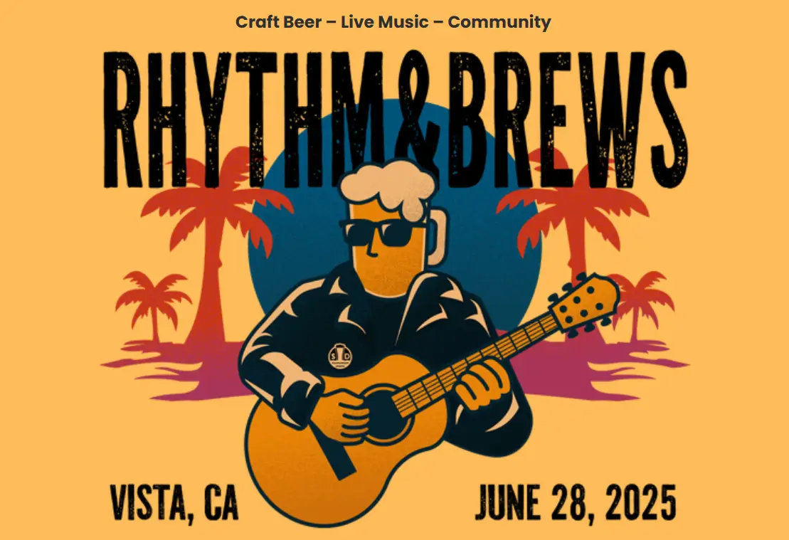 Promotion for the SD Beer Weekend Rhythm & Brews event in San Diego hosted by the San Diego Brewers Guild on June 28, 2025