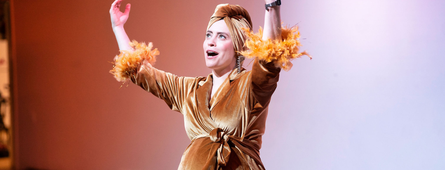 An actress performing at an event during the 2025 San Diego International Fringe Festival