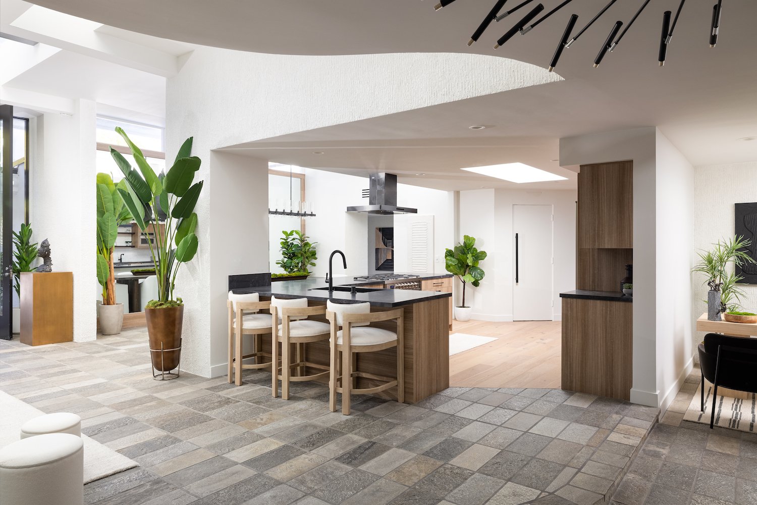 Kitchen and new flooring at HGTV's Hot Properties star Andrew White's San Diego home featuring redesigned by Andrew Gerhard