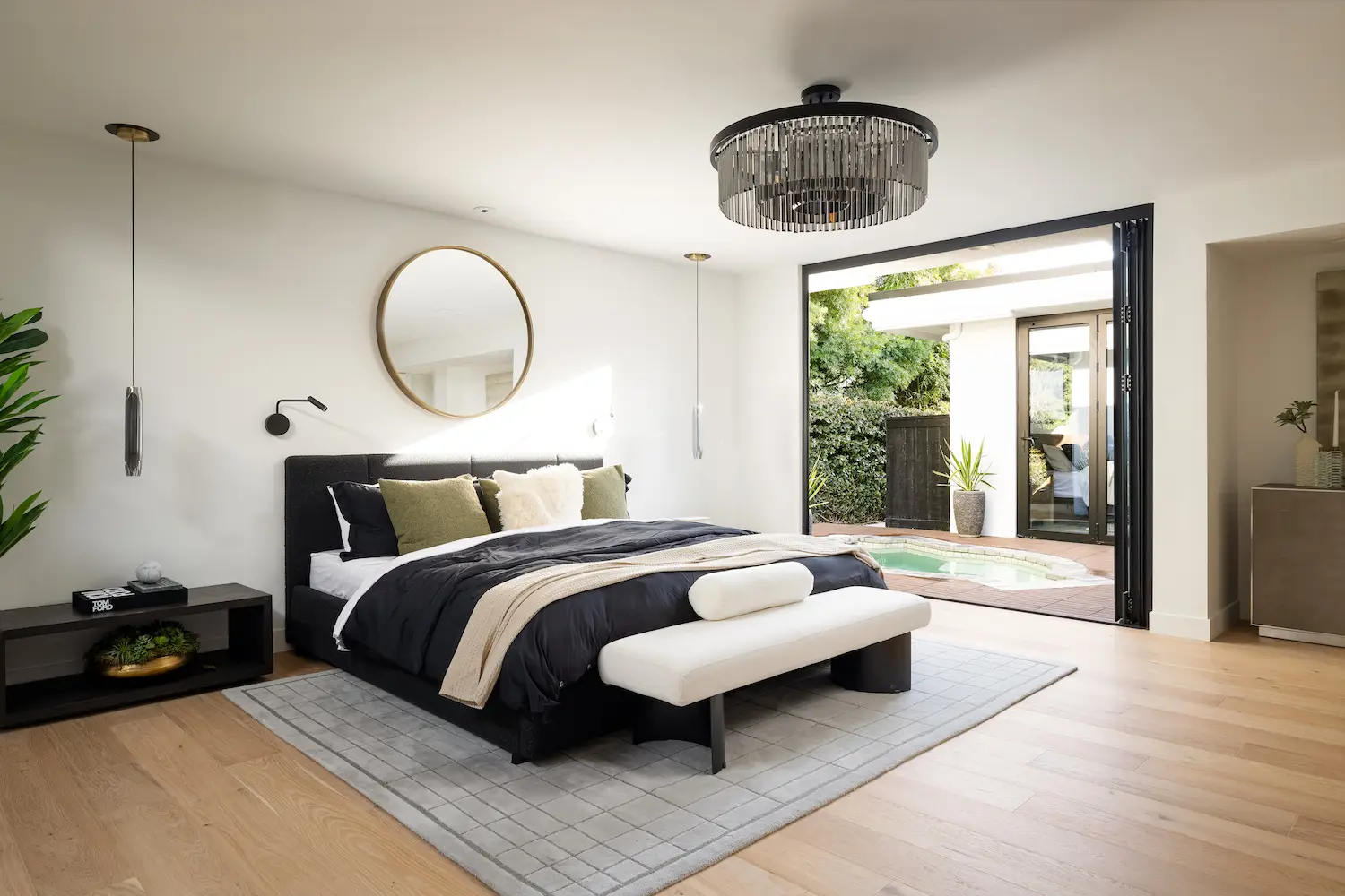 Master bedroom at HGTV's Hot Properties star's San Diego home featuring redesigned by Andrew Gerhard
