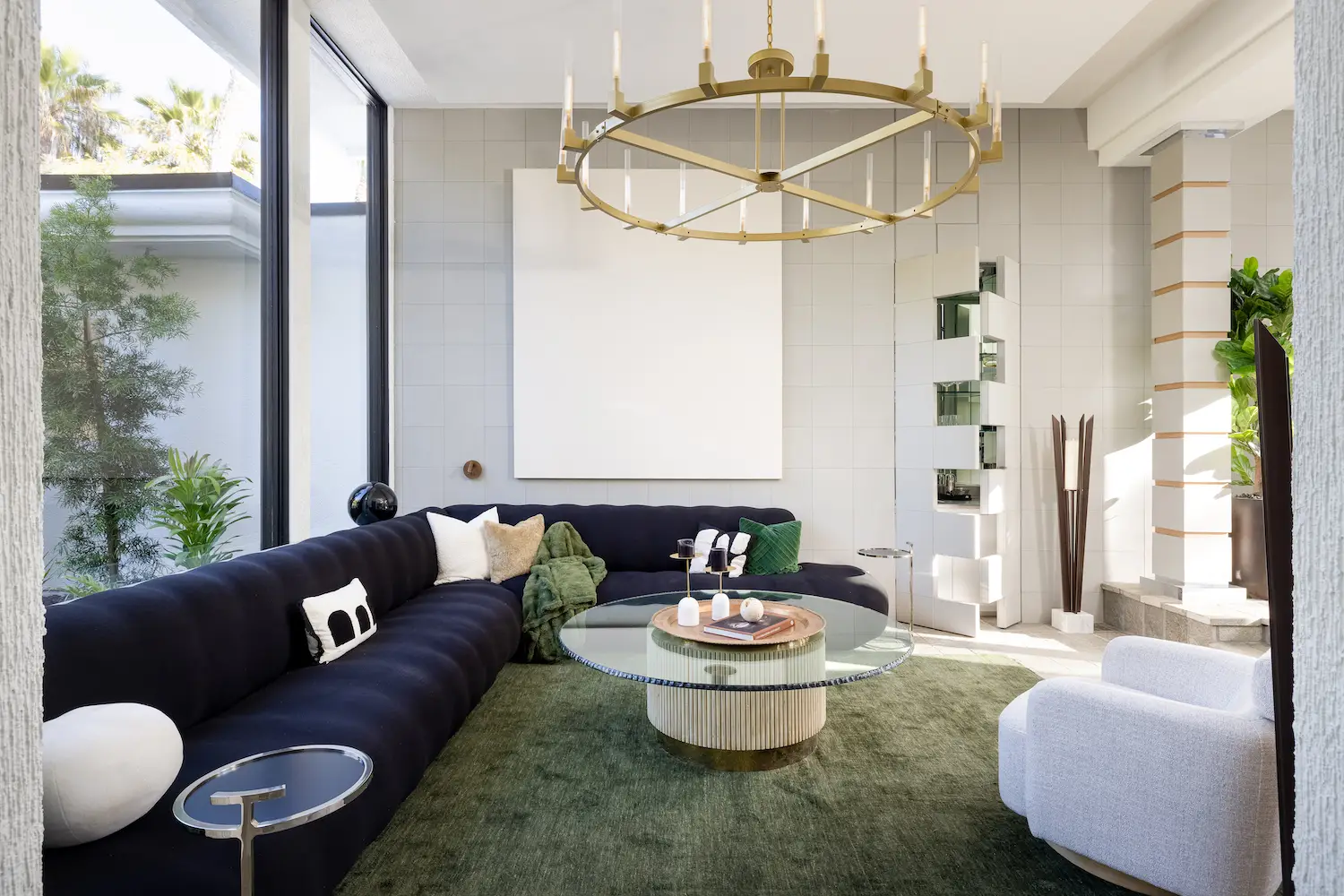 Built in couch at HGTV's Hot Properties star Andrew White's San Diego home featuring redesigned by Andrew Gerhard