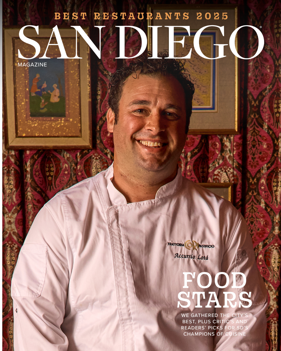 San Diego Magazine's 2025 Best Restaurants Edition cover shoot featuring Accursio Lota – Trattoria Cori Pastificio