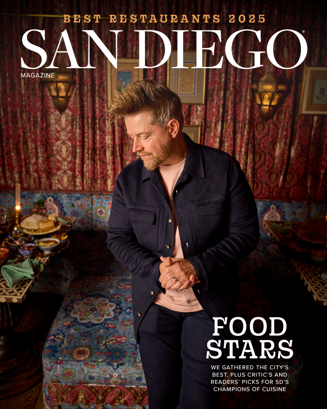 San Diego Magazine's 2025 Best Restaurants Edition cover shoot featuring Richard Blais – Ember & Rye/ California English