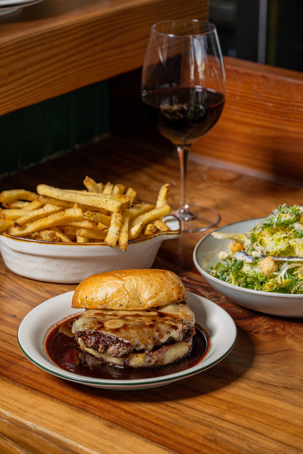 Burger and fries from San Diego restaurant Juan Jasper Kitchen & Wine in Golden Hill 