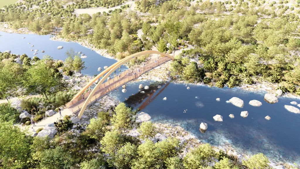 Rendering of Max Lenail Memorial Bridge in Mission Trails Regional Park in San Diego which has halted due to Doge Federal Funding cuts