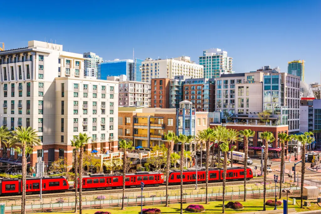The Red Trolley in downtown San Diego near the Gaslamp Quarter