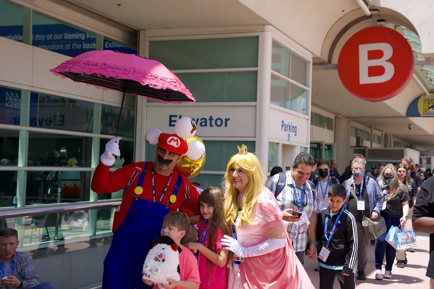 2025 San Diego Comic-Con cosplay dressed as Mario and Peach