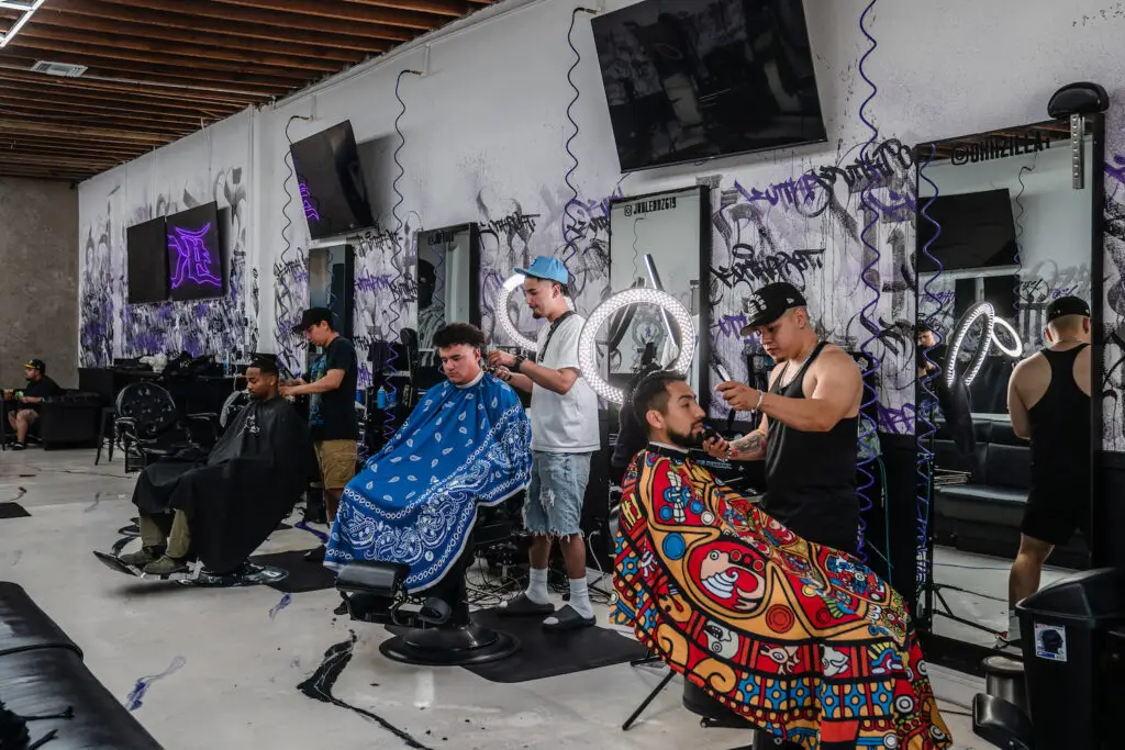 Interior of Chula Vista barbershop Kutthroat barber shop on Third Avenue in San Diego