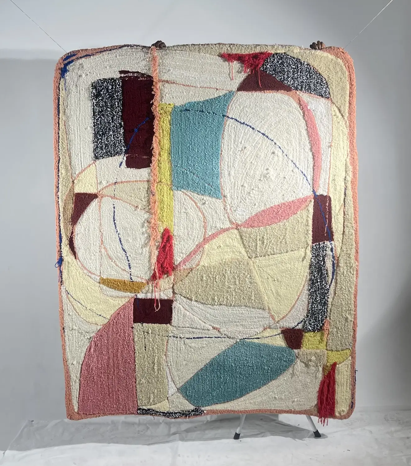 Textile rug art piece from San Diego artist Denja Harris' new art exhibit The Space Between: Texture Studies featured at Oceanside's Museum of Art