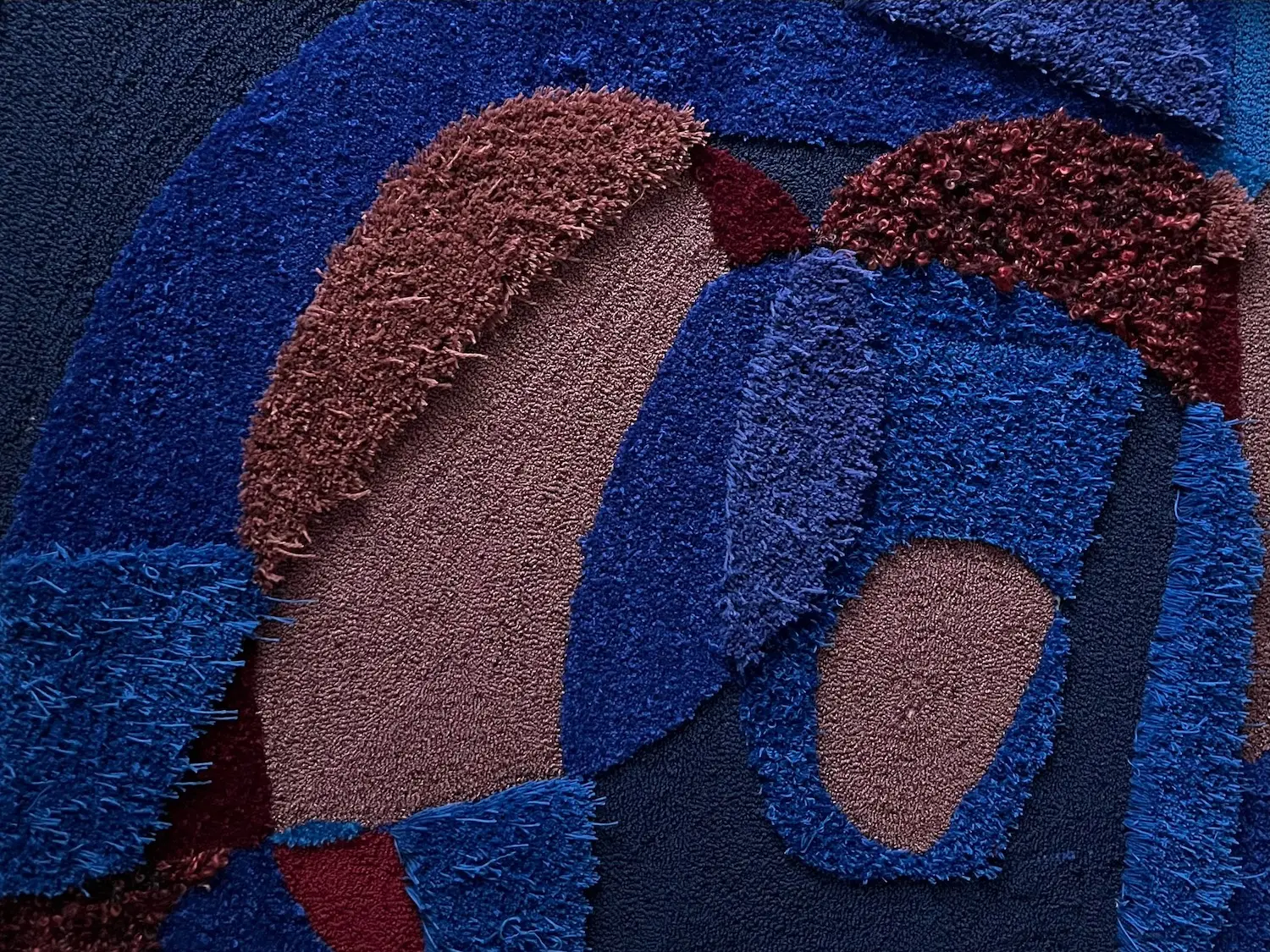 Textile rug art piece from San Diego artist Denja Harris' new art exhibit The Space Between: Texture Studies featured at Oceanside's Museum of Art