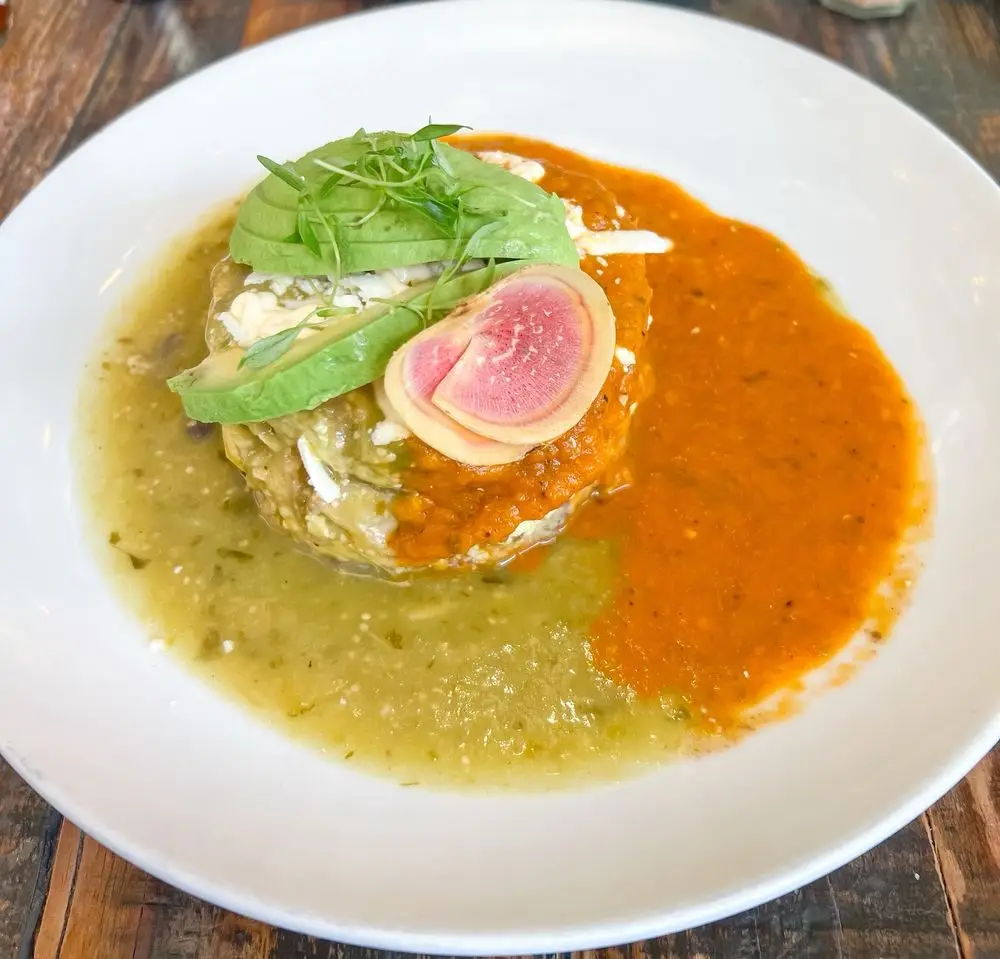 San Diego restaurant Farmer’s Bottega in Mission Hills featuring the Bottega Stack dish