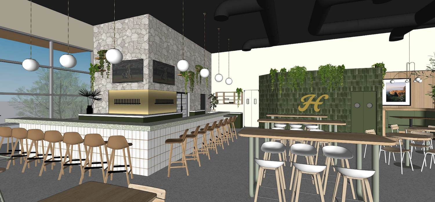 Interior rendering of San Diego brewery Harland Brewing opening a new location in 4S Ranch in 2025