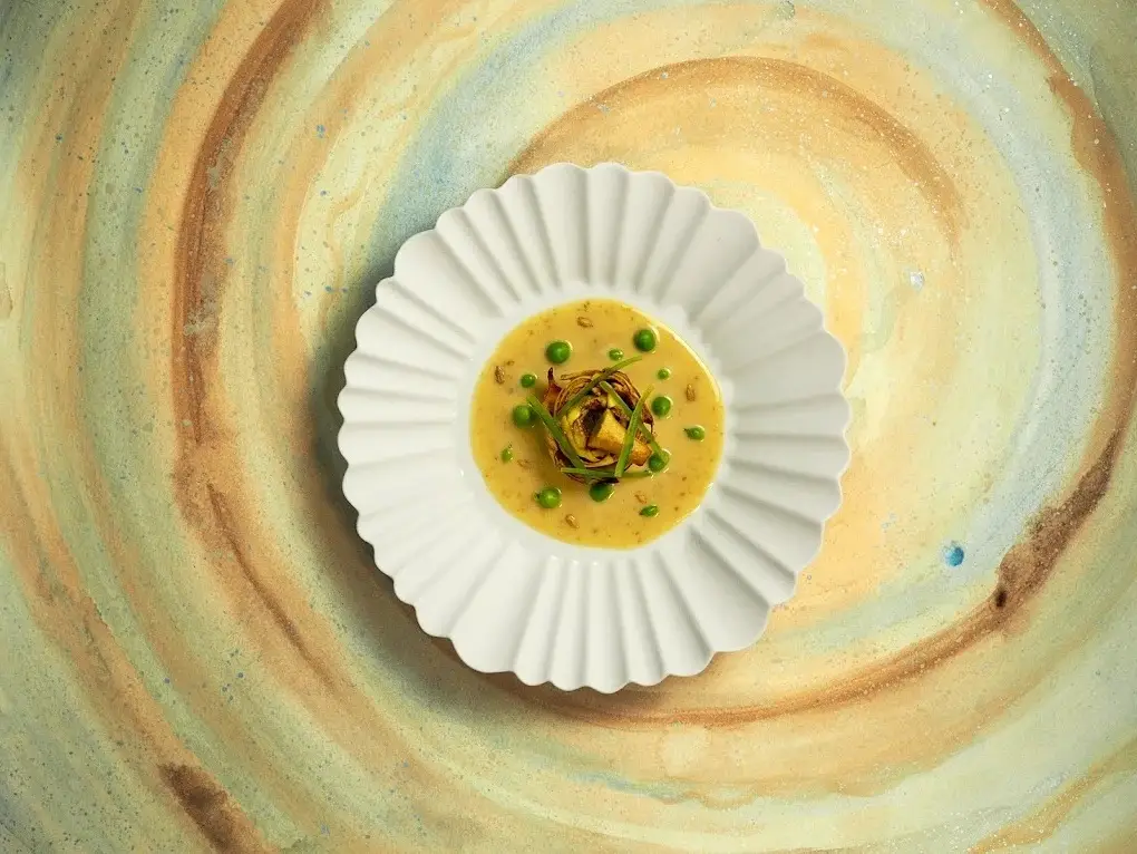 A food dish from new La Jolla restaurant Lucien featuring Michelin-starred chefs and founded by Elijah Arizmendi