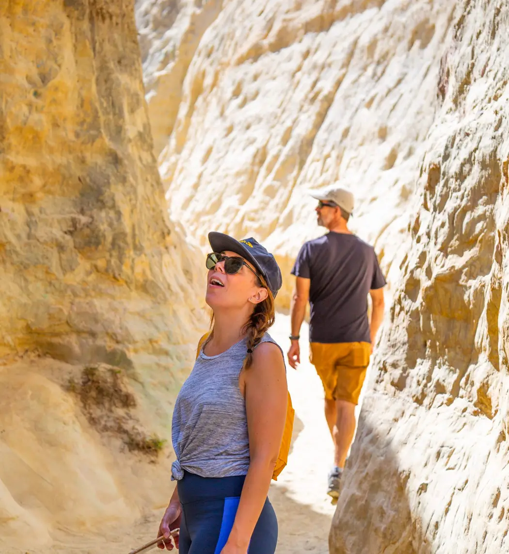 Hikers in Annie's Canyon Trail located in Encinitas, San Diego