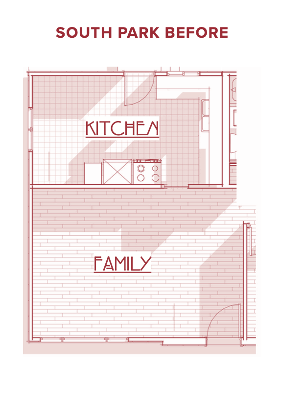 Small home floor plan in San Diego's South Park neighborhood before a redesign to improve space and flow