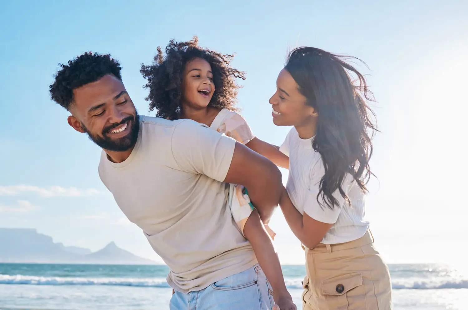 A family outside after following a skincare routine for healthy skin
