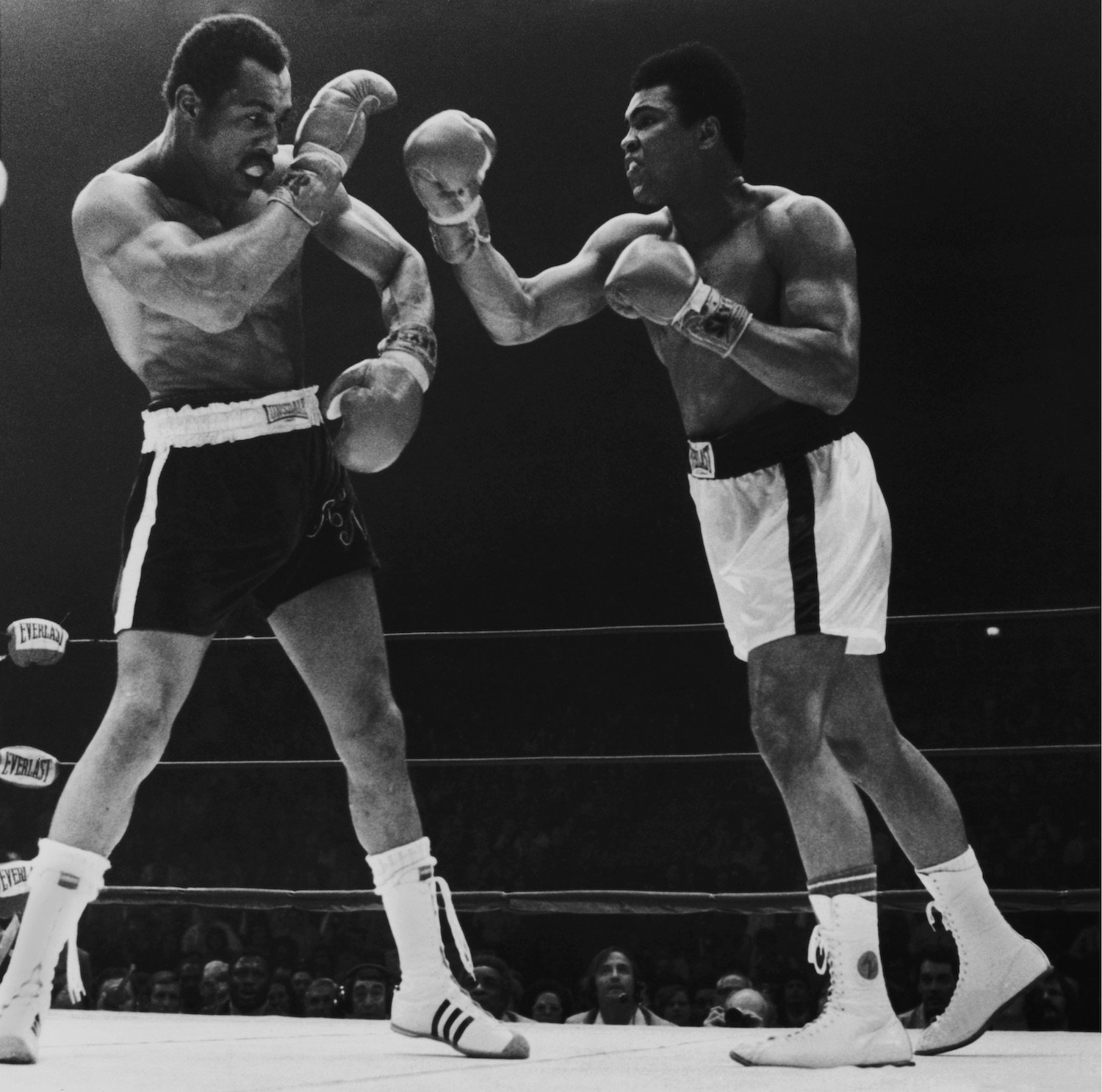 Historical photo of Muhammad Ali boxing match at Sports Arena in San Diego's Midway District