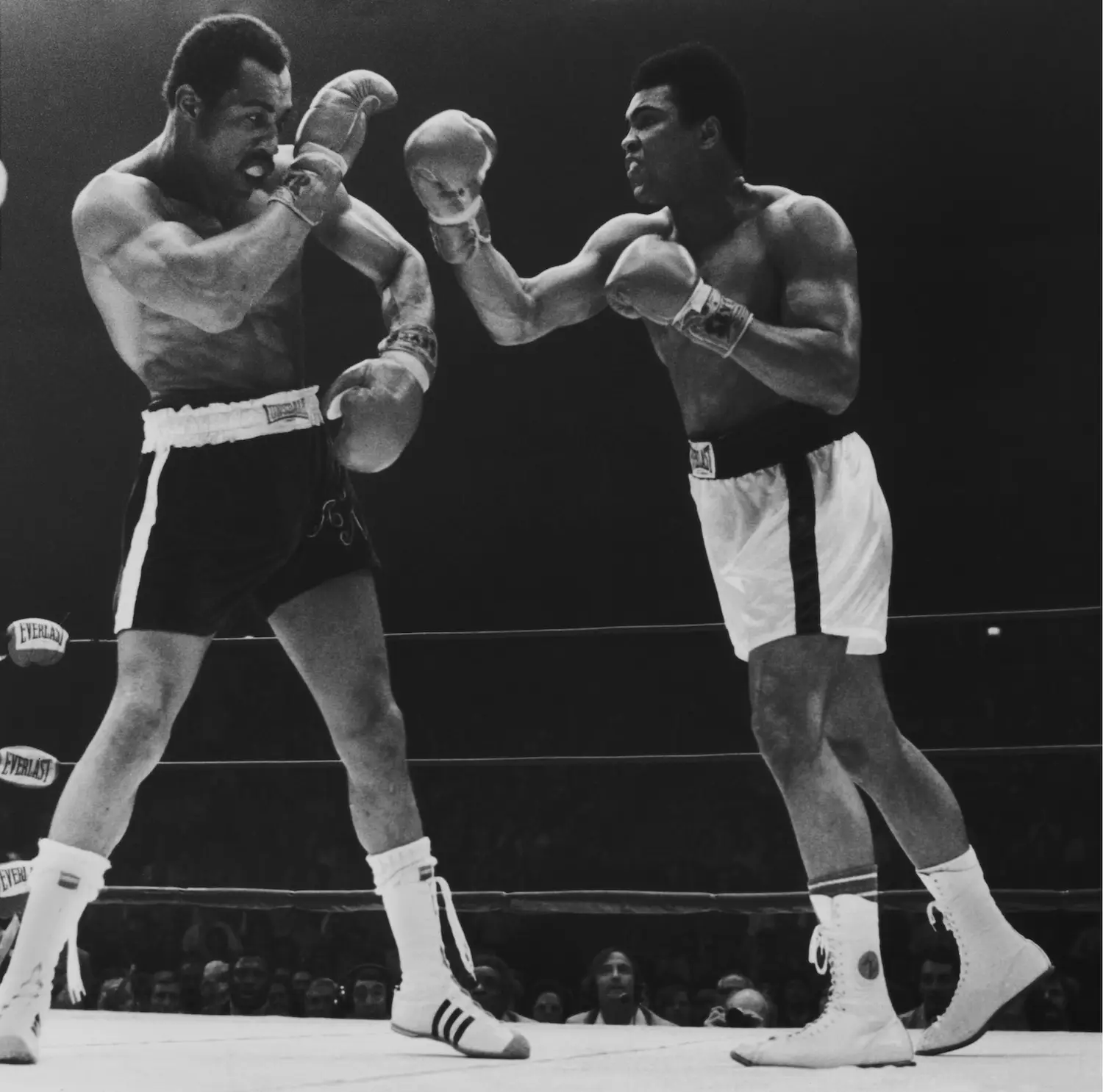Historical photo of Muhammad Ali boxing match at Sports Arena in San Diego's Midway District 