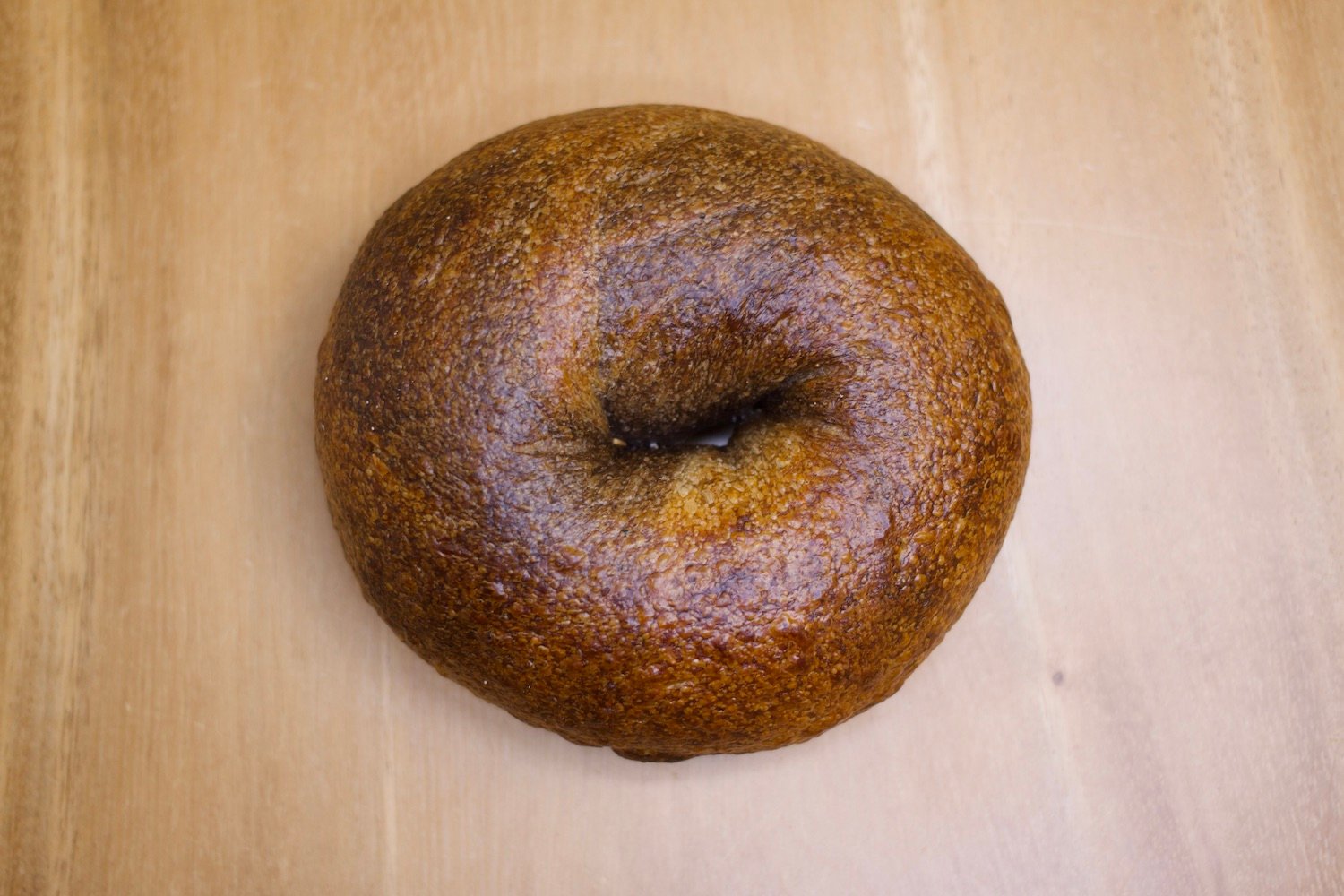 Sourdough bagel from San Diego bakery shop New Wave Bagel in Leucadia