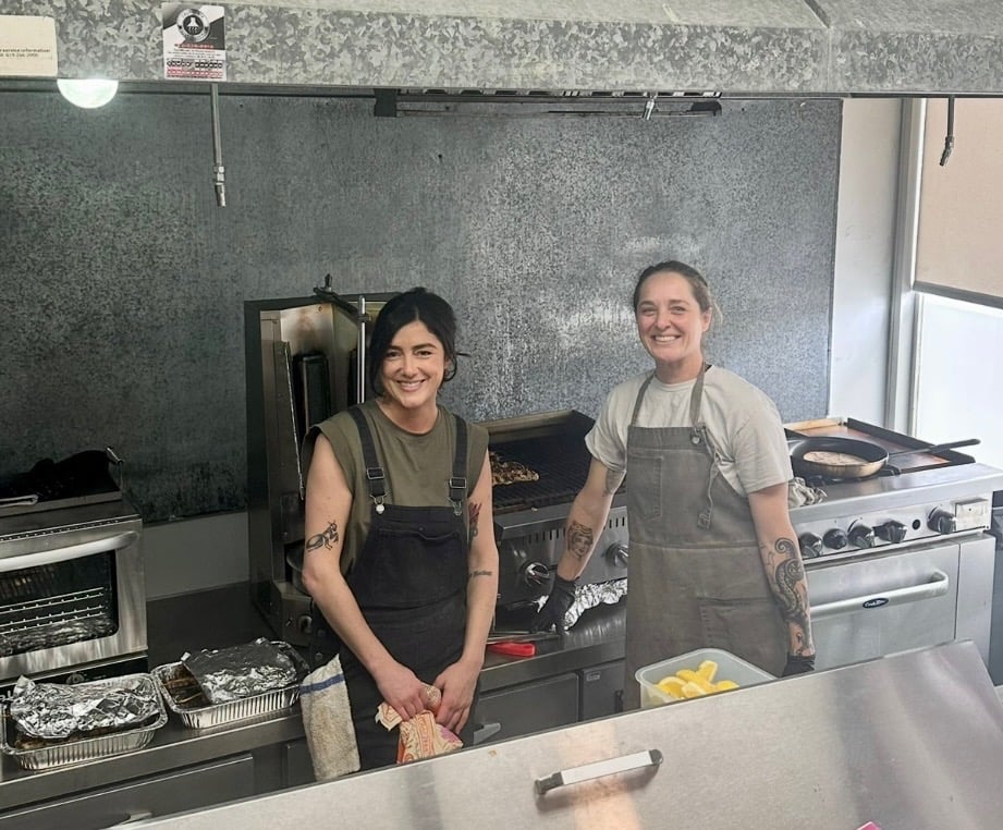 New owner of San Diego Greek restaurant J-K’s Greek Cafe in La Mesa, Liza Tsolirides and Brooke Saunders