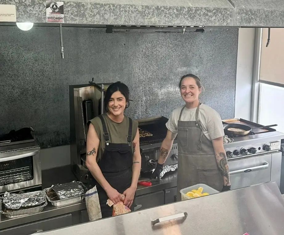 New owner of San Diego Greek restaurant J-K’s Greek Cafe in La Mesa, Liza Tsolirides and Brooke Saunders