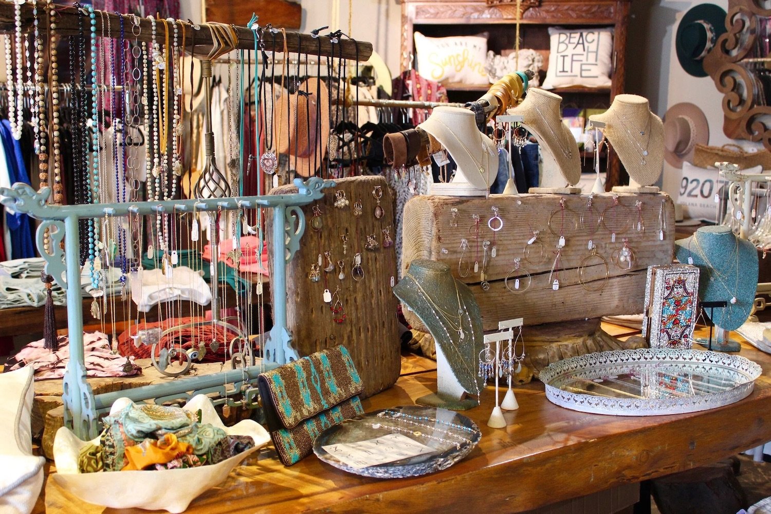 Jewelry at San Diego boutique shop Neiki in Solana Beach