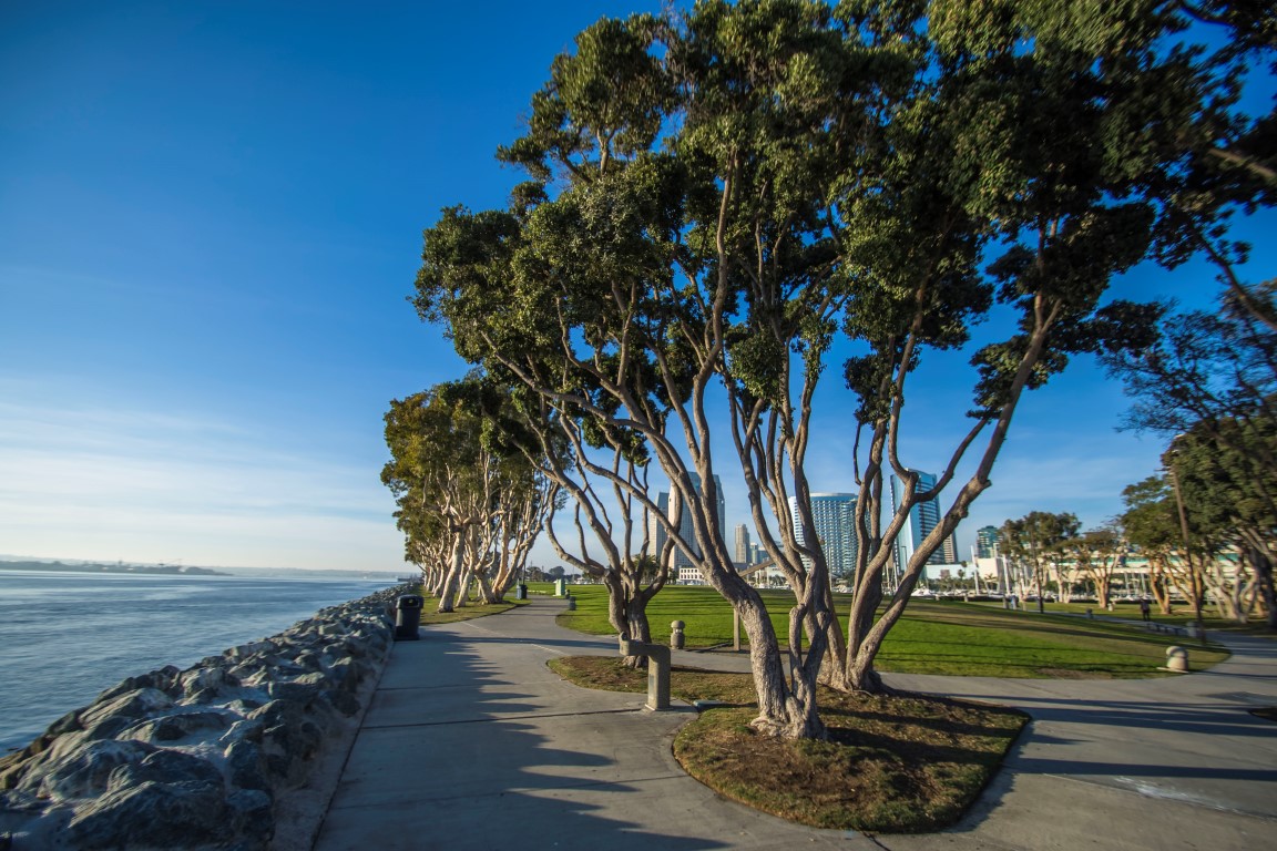 San Diego downtown Embarcadero park on the San Diego bay