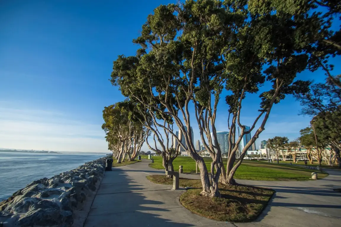 San Diego downtown Embarcadero park on the San Diego bay