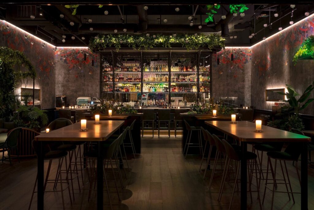 Interior of San Diego cocktail bar Roma Norte at the Headquarters at Seaport Village