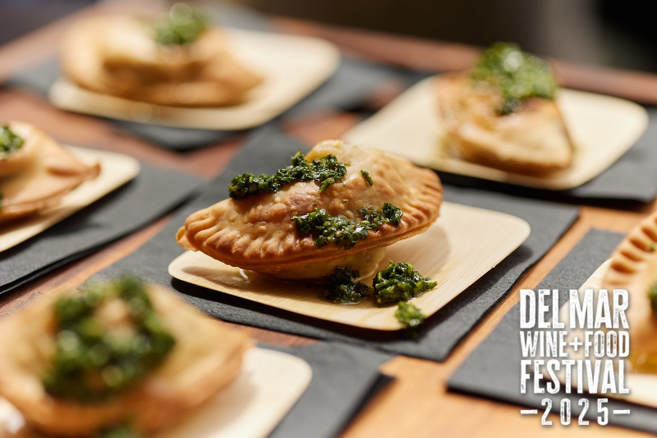 Photo gallery from the 2025 Del Mar Wine + Food festival event featuring celebrity chefs, San Diego restaurants, and California distillers